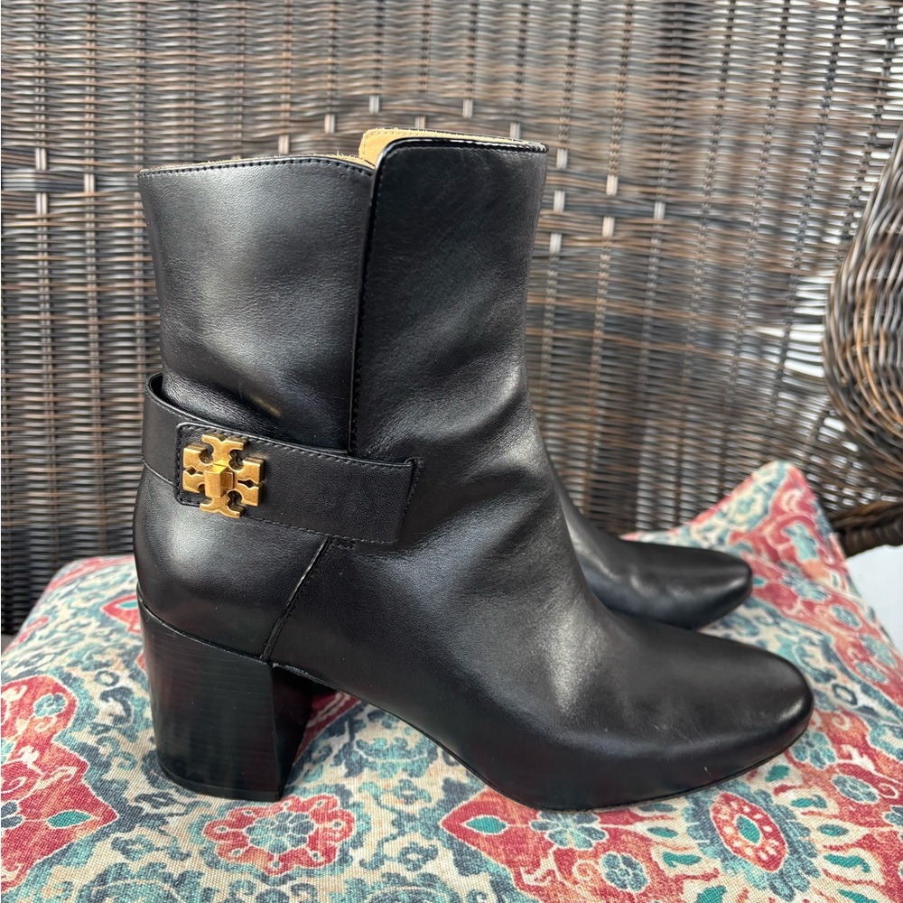 Tory Burch Kira Calf Leather Booties Women's Boots 9 M Perfect Black